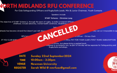 Safeguarding and RugbySafe Conference CANCELLED